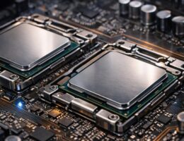 Platine mit Prozessoren auf einem Motherboard